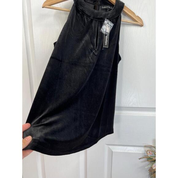 Catherine Malandrino Black Velvet Keyhole Luxe Top Size XS Sleeveless - Picture 4 of 16